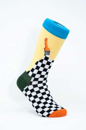 Sosete Barbati - Sosete colorate inalte femei si barbati, Imprimeu cu Pensula de Pictat.