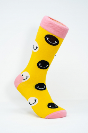 Socks for Women - Sosete colorate inalte femei, Smiley Face.