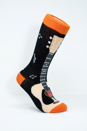 Sosete Barbati - Sosete colorate inalte barbati, Chitara si Note Muzicale.