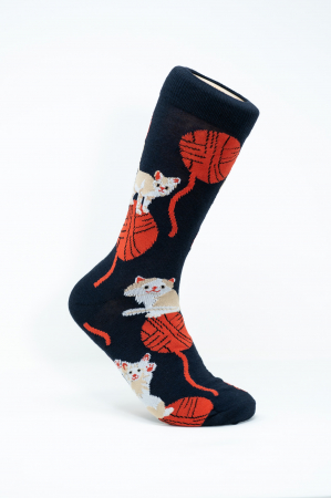 Sosete colorate barbati - Sosete colorate inalte barbati, Pisica cu Ghem de Ata.