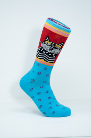 Sosete Barbati - Sosete colorate inalte barbati, Pisica Neagra cu Alb.