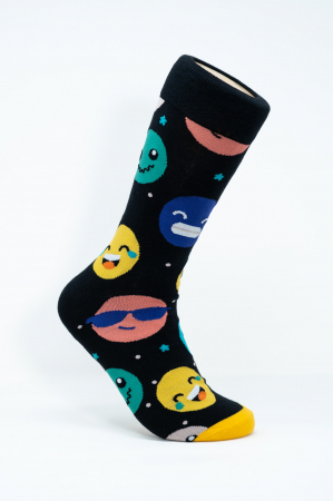 Sosete colorate barbati - Sosete colorate inalte de barbati, Smiley Face, Figurine Mari.