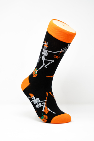 Sosete Barbati - Sosete colorate inalte de barbati, Schelet Dansand de Halloween