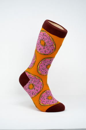 Sosete Femei - Sosete colorate inalte de femei, cu model, Donut Taste.