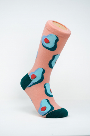 Sosete Femei - Sosete colorate inalte de femei si barbati, Jumatati de Avocado.