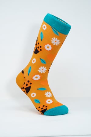 Sosete Femei - Sosete colorate inalte femei, Buburuze Intre Flori.