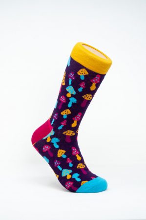 Socks for Women - Sosete colorate inalte de femei, cu model, Ciupercute Colorate.