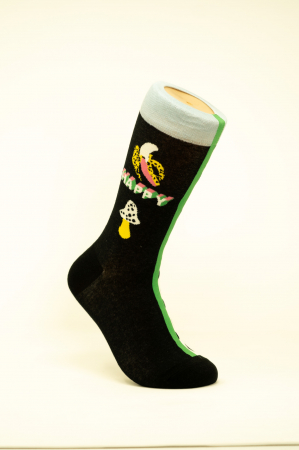 Sosete Femei - Sosete colorate inalte de femei, cu model, Happy Banana.