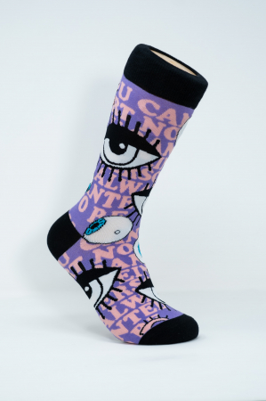 Socks for Women - Sosete colorate inalte femei, Imprimeu Ochi cu Gene Lungi.