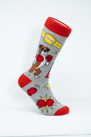 Sosete Barbati - Sosete colorate inalte femei si barbati, Caine Boxer.