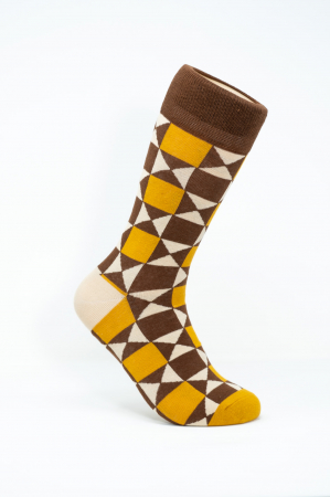 Sosete Femei - Sosete colorate inalte femei si barbati, Figuri Geometrice.