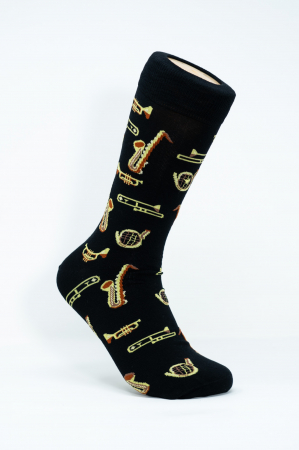 Sosete Barbati - Sosete inalte de barbati, cu model, colorate, Instrumente Muzicale, Saxofon, Trompeta, Trombon, Corn.