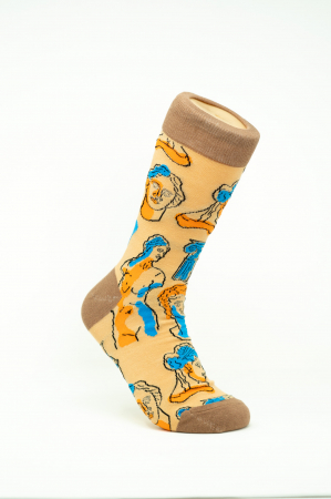 Sosete Barbati - Sosete inalte de barbati cu model, colorate, Sculpturi Antice, Mitologie pe Varfuri.