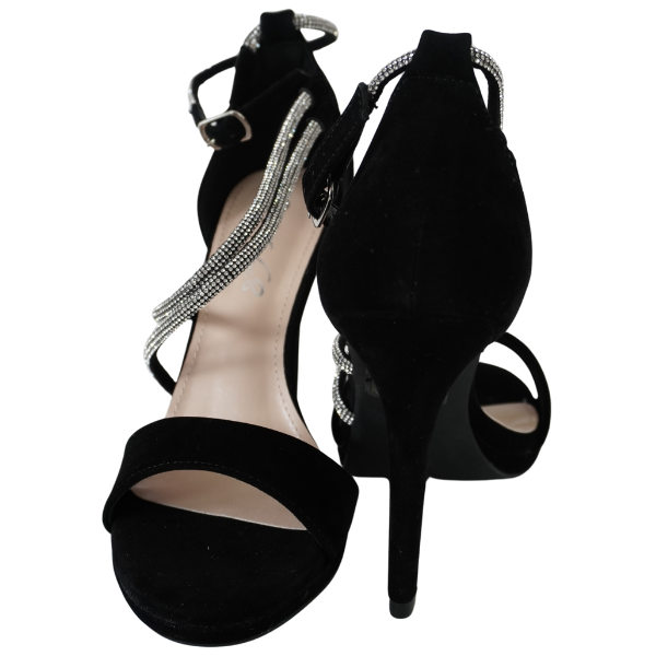 Sandale elegante cu toc înalt și barete strălucitoare - Negru [3]