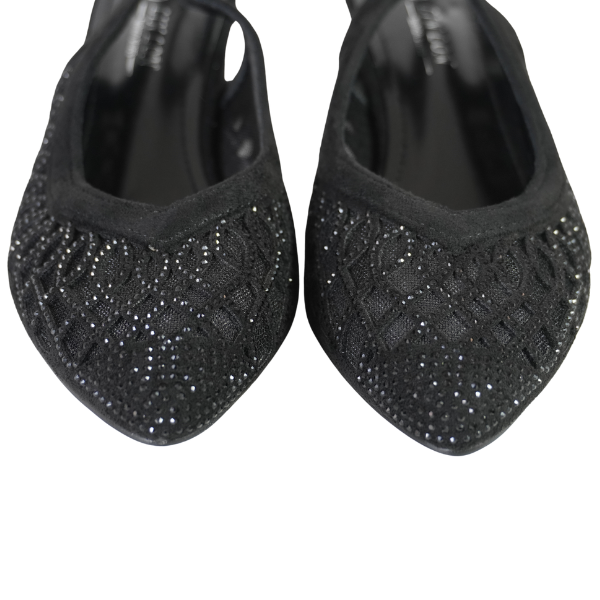 Pantofi eleganți cu toc gros și detalii strălucitoare - Negru [5]