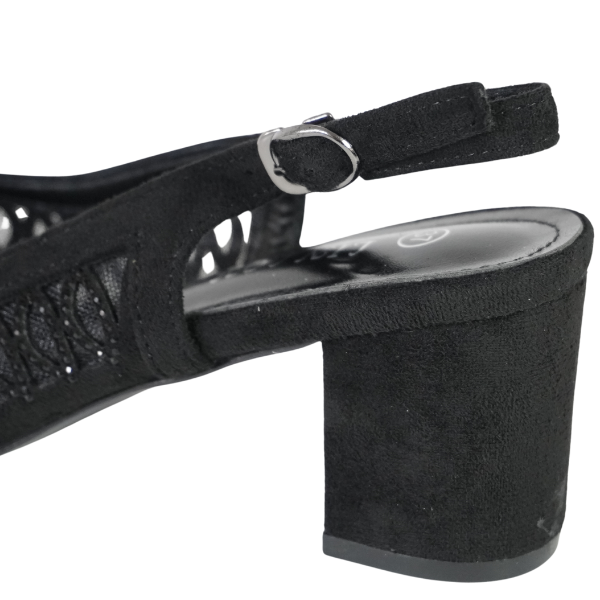 Pantofi eleganți cu toc gros și detalii strălucitoare - Negru [3]