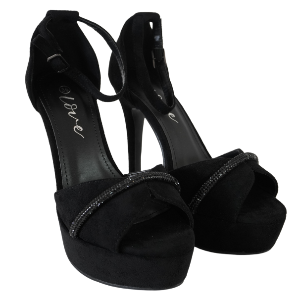 Sandale elegante cu toc înalt și platformă - Negru [1]