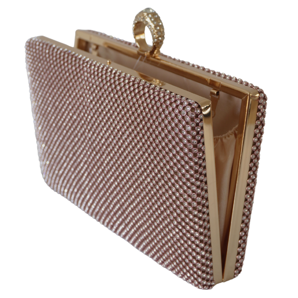 Clutch cu cristale și ramă metalica - Champagne [1]