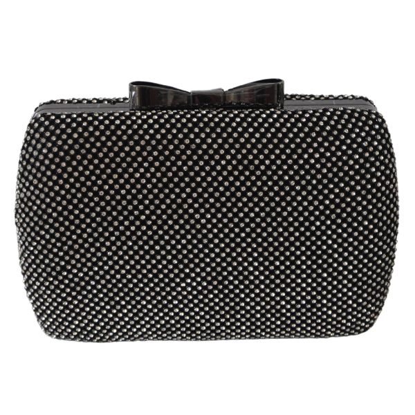 Clutch cu cristale și ramă metalica - Negru [2]