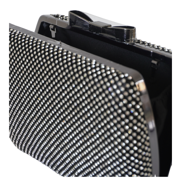 Clutch cu cristale și ramă metalica - Negru [4]