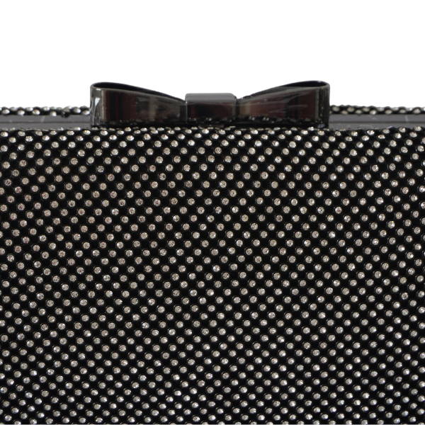 Clutch cu cristale și ramă metalica - Negru [3]