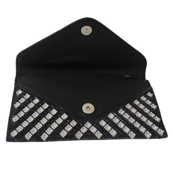 Plic cu strasuri și închidere metalică - Negru [2]