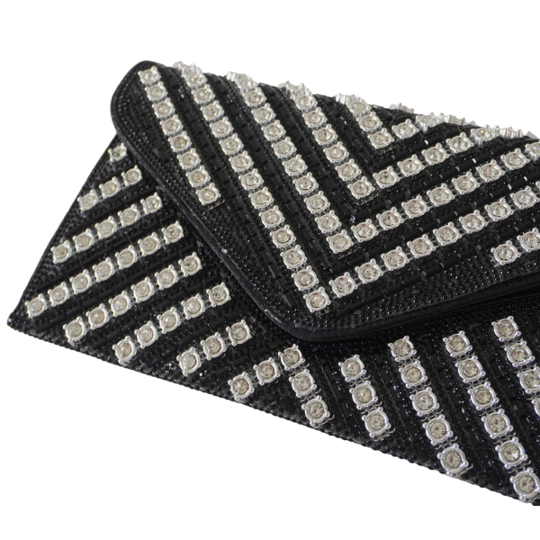 Plic cu strasuri și închidere metalică - Negru [3]