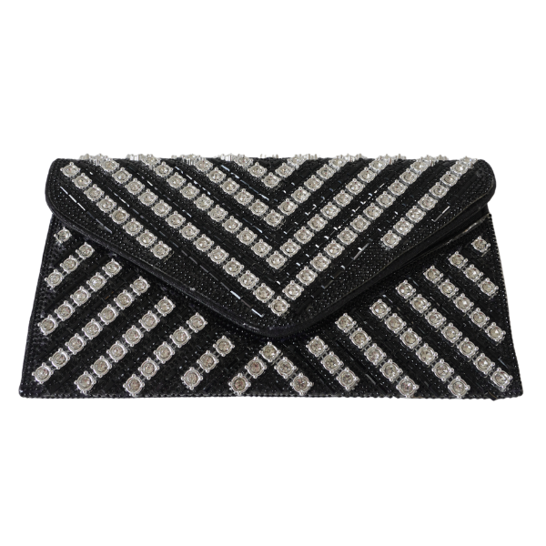 Plic cu strasuri și închidere metalică - Negru [1]