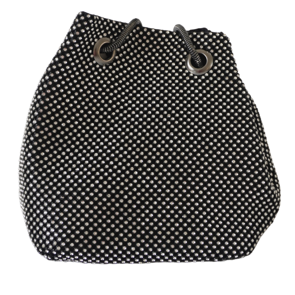 Geantă tip bucket cu aplicații strălucitoare - Negru [1]