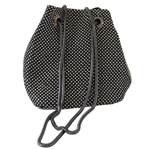 Geantă tip bucket cu aplicații strălucitoare - Negru [2]