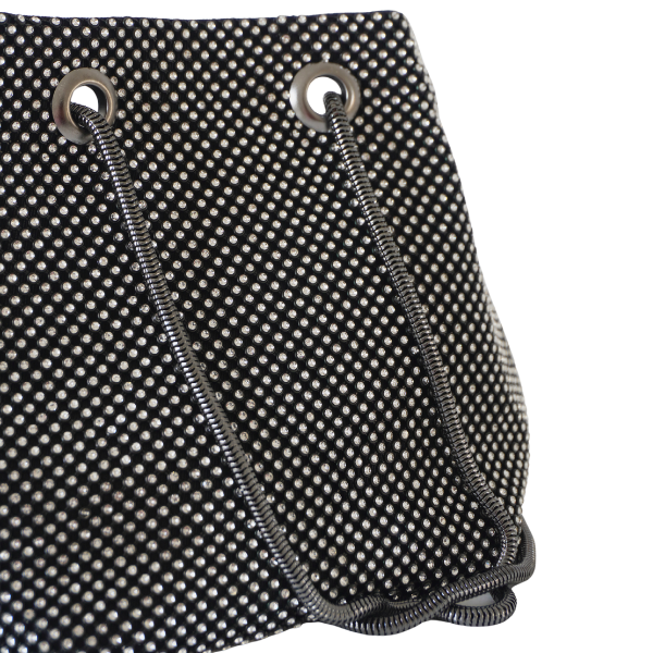 Geantă tip bucket cu aplicații strălucitoare - Negru [4]