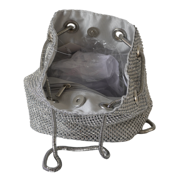 Geantă tip bucket cu aplicații strălucitoare - Silver [3]