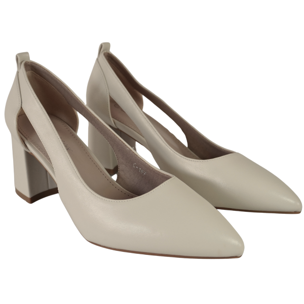 Pantofi eleganți cu toc gros - Bej [1]