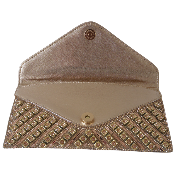 Plic cu strasuri și închidere metalică - Champagne [2]