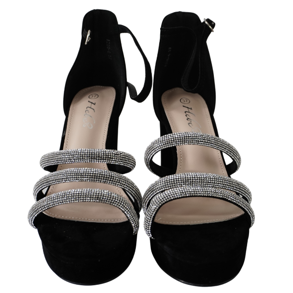 Sandale cu toc gros si barete - Negru [2]