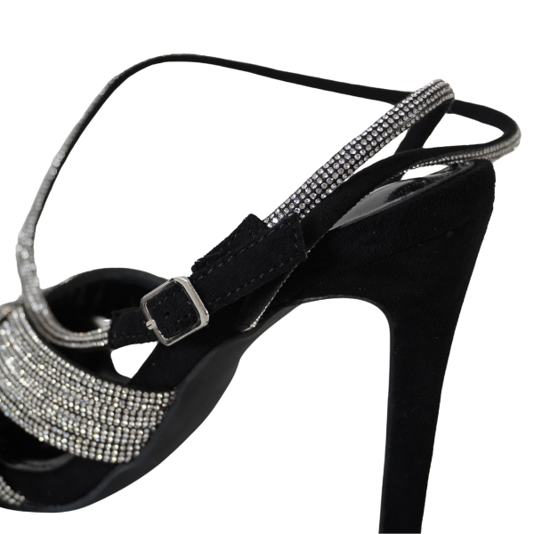 Sandale cu barete încrucișate și strasuri - Negru [4]
