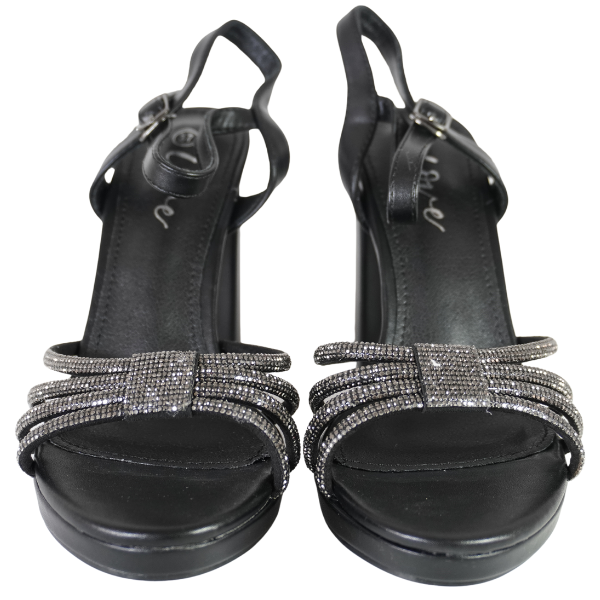 Sandale cu toc gros și barete strălucitoare - Negru [2]