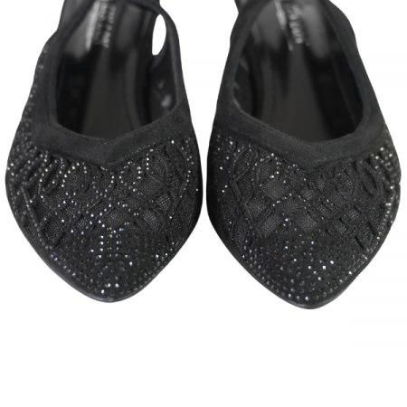 Pantofi eleganți cu toc gros și detalii strălucitoare - Negru [4]