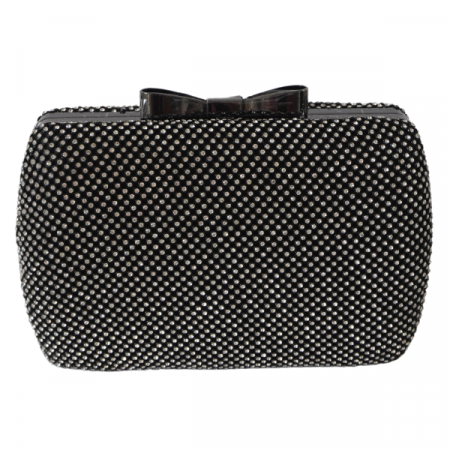 Clutch cu cristale și ramă metalica - Negru [1]