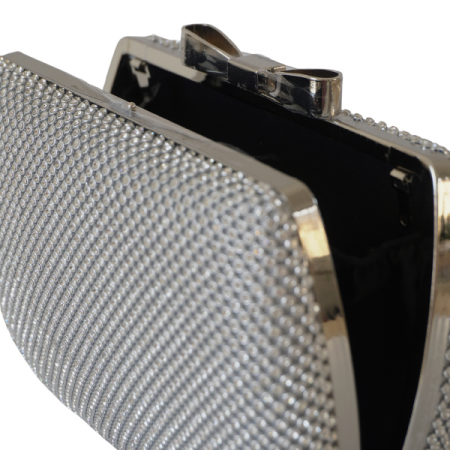 Clutch cu cristale și ramă metalica -Argintiu [1]