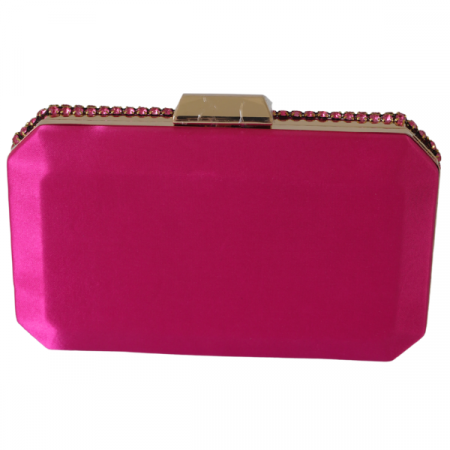 Clutch cu cristale și ramă metalica - Roz [3]