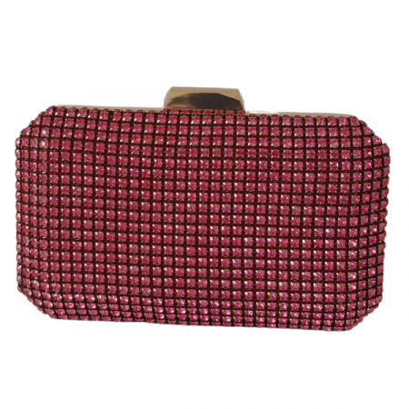 Clutch cu cristale și ramă metalica - Roz [2]