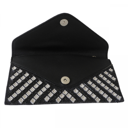 Plic cu strasuri și închidere metalică - Negru [1]