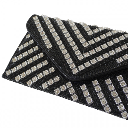 Plic cu strasuri și închidere metalică - Negru [2]