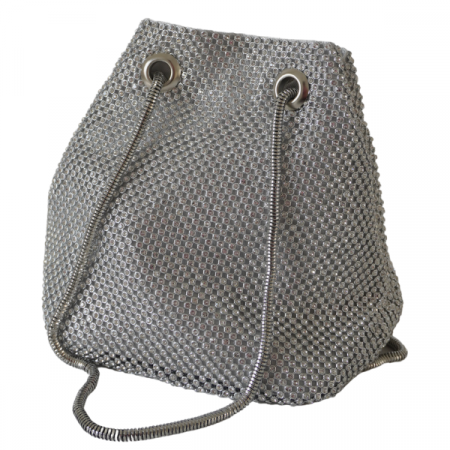 Accesorii - Geantă tip bucket cu aplicații strălucitoare - Silver