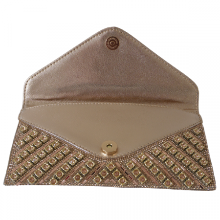 Plic cu strasuri și închidere metalică - Champagne [1]