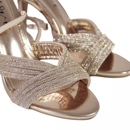 Sandale cu barete încrucișate și strasuri - Champagne [1]
