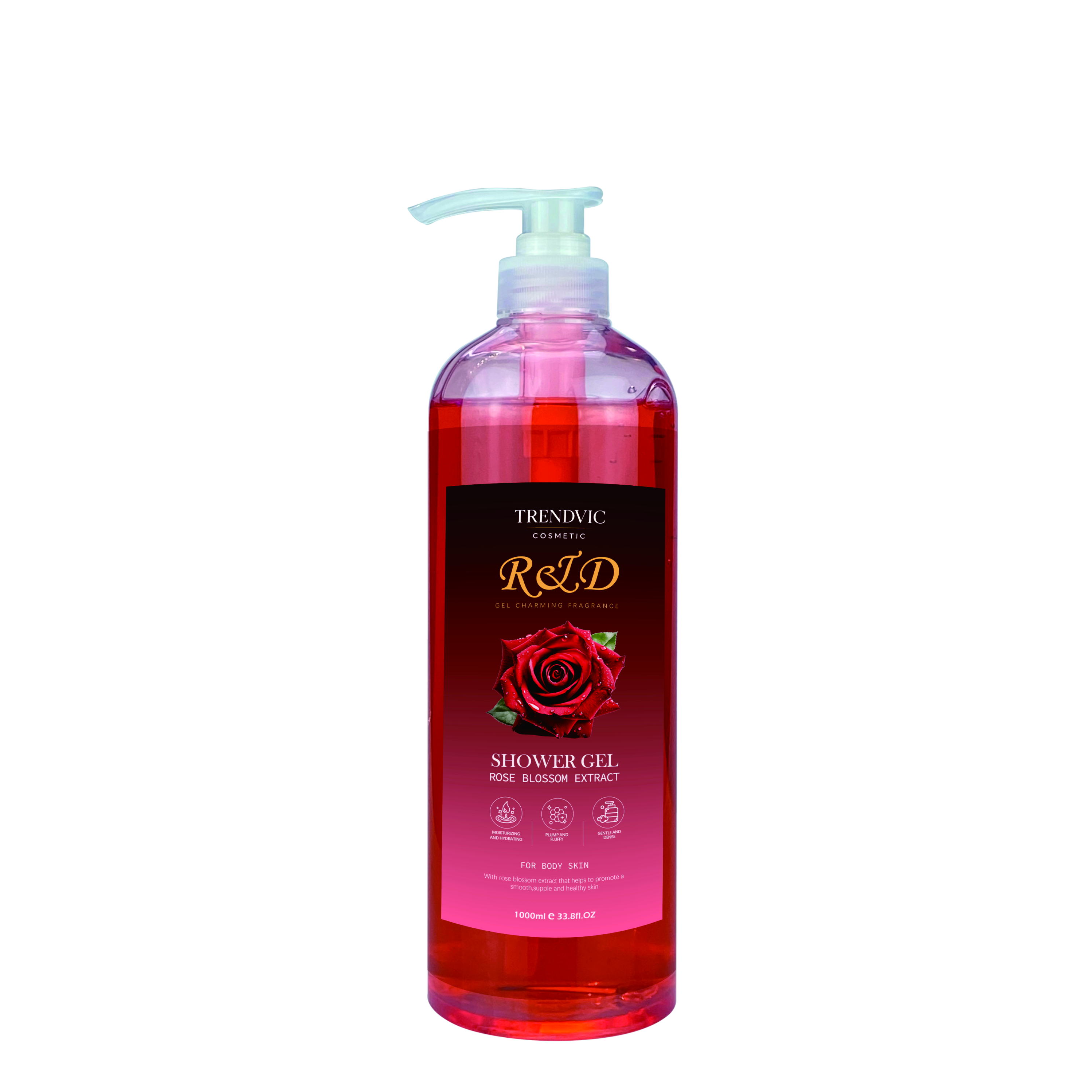 Trendvic Gel de Duș Trandafir 1000 ml – Secretul Unei Pieli Catifelate și Parfumate