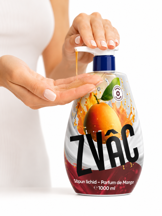 ZVAC Săpun Lichid Mango 1000 ml cu Pompă – Parfum Exotic pentru Mâini și Corp [2]