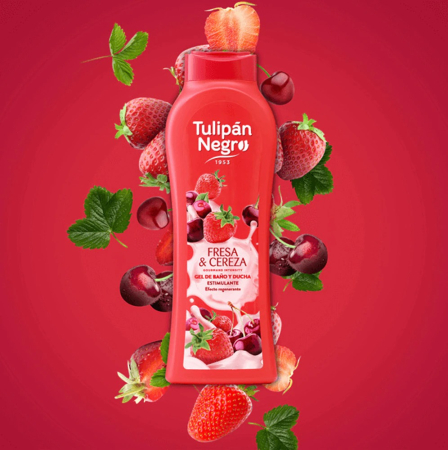 Tulipán Negro Gel de Duș Fresa & Cereza 650ML cu Aromă de Căpșuni și Cireșe [1]